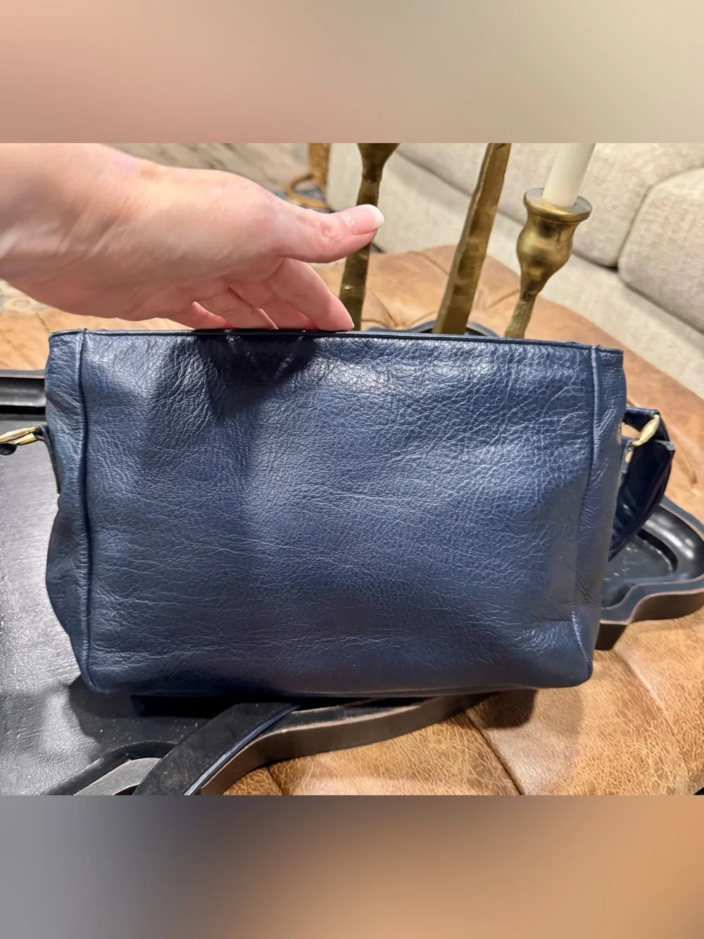 SAS Vintage Navy Leather Crossbody Bag